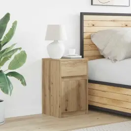 Led Naktsgaldiņš Ar Atvilktni Amatnieku Ozola 38 X 34 X 61 Cm Vidaxl