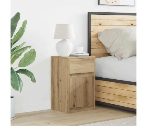 Led Naktsgaldiņš Ar Atvilktni Amatnieku Ozola 38 X 34 X 61 Cm Vidaxl