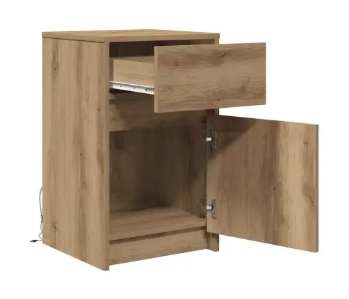 Led Voodiöötükk 2 Pcs Käsitöötamm 38 X 34 X 61 Cm Tehispuit