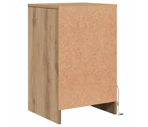 Led Voodiöötükk 2 Pcs Käsitöötamm 38 X 34 X 61 Cm Tehispuit