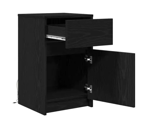 Led Naktsgaldiņš Melns Ozols 38 X 34 X 61 Cm Kokskaidu Plāksne Vidaxl