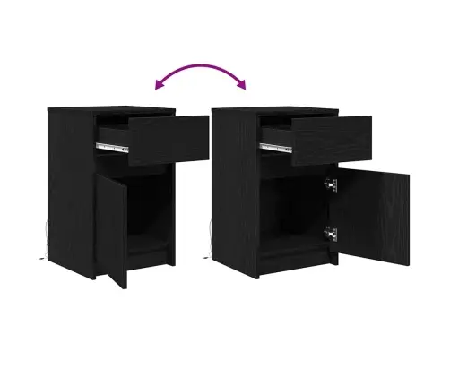 Led Naktsgaldiņš Melns Ozols 38 X 34 X 61 Cm Kokskaidu Plāksne Vidaxl