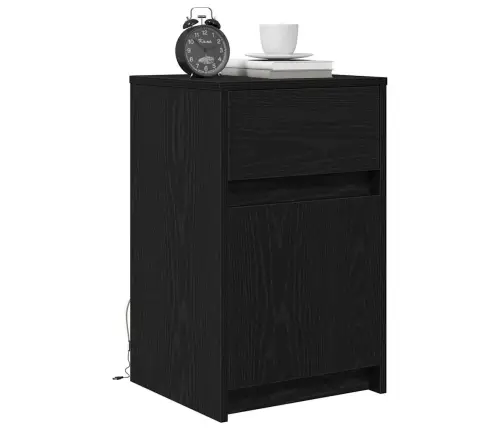 Led Naktsgaldiņš Melns Ozols 38 X 34 X 61 Cm Kokskaidu Plāksne Vidaxl