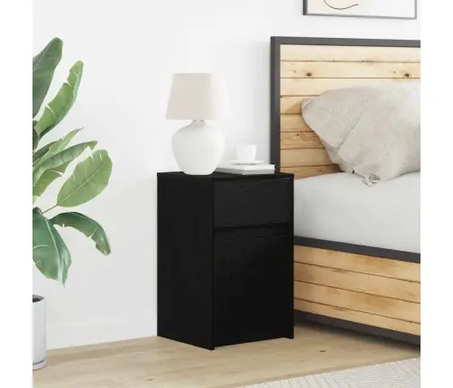 Led Naktsgaldiņš Ar Atvilktni 2 Pcs Melns Ozols 38 X 34 X 61 Cm Vidaxl