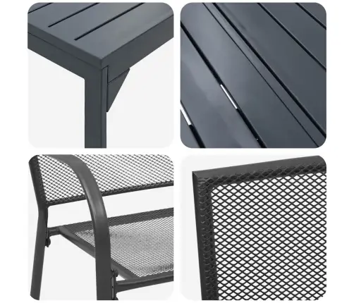 Sodo Valgomojo Komplektas 9 Pcs Antracitas Plienas