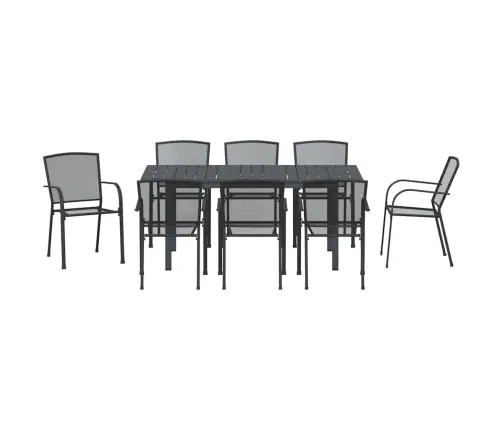 Sodo Valgomojo Komplektas 9 Pcs Antracitas Plienas