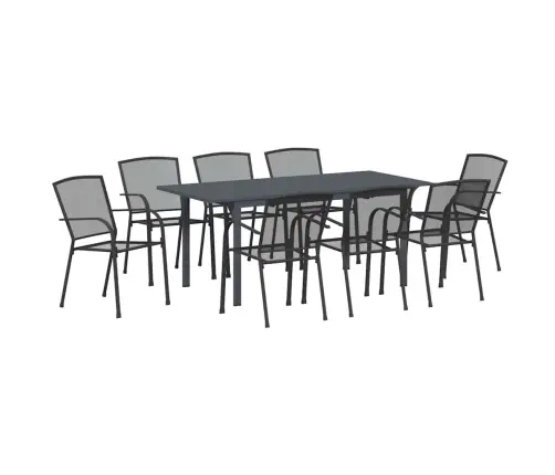 Sodo Valgomojo Komplektas 9 Pcs Antracitas Plienas