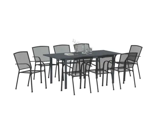 Sodo Valgomojo Komplektas 9 Pcs Antracitas Plienas