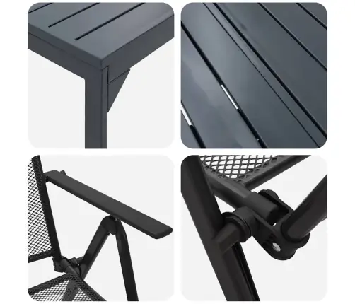 Sodo Valgomojo Komplektas 9 Pcs Antracitas Miltelinis Plienas