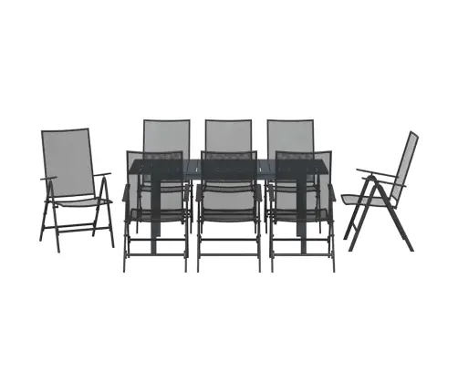 Sodo Valgomojo Komplektas 9 Pcs Antracitas Miltelinis Plienas