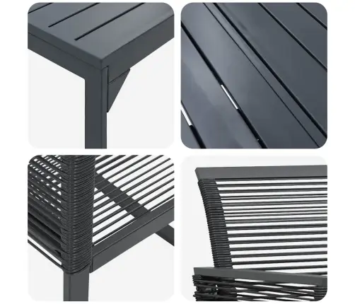 Dārza Ēdamgalds 7 Pcs Melna Vidējs Pulverkrāsots Tērauds & Pīts Vidaxl