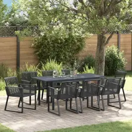 Aia Söögilaudade Komplekt 9 Pcs Must Terase Ja Polü Rattan