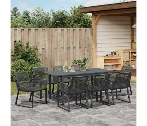 Sodo Valgomojo Komplektas 9 Pcs Juoda Poliratanas