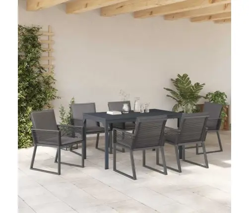 Dārza Ēdamgalds 7 Pcs Antracīts Poliratāns Vidaxl