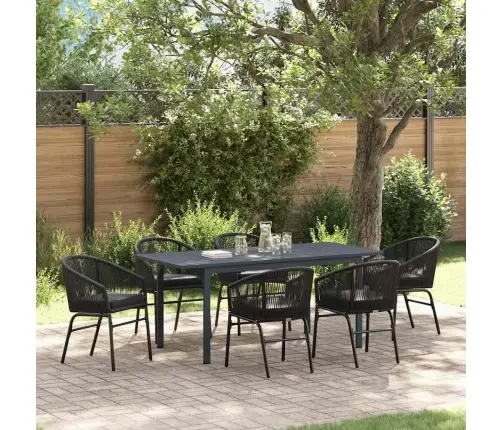 Aia Söögilaudade Komplekt 7 Pcs Must Polürooster