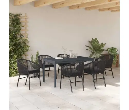 Aia Söögilaudade Komplekt 7 Pcs Must Polürooster