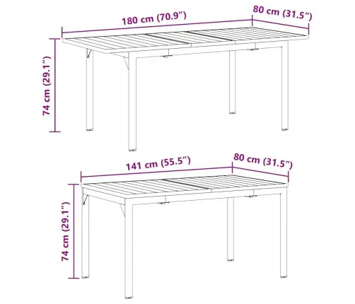 Aia Söögilaudade Komplekt 7 Pcs Must Polürooster