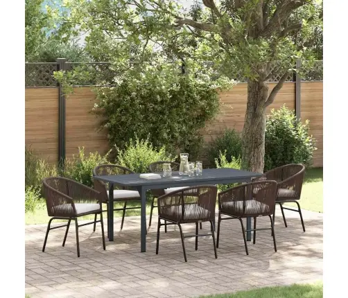 Aia Söögilaudade Komplekt 7 Pcs Pruun Polürooster