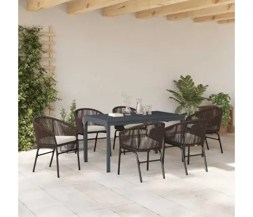 Aia Söögilaudade Komplekt 7 Pcs Pruun Polürooster