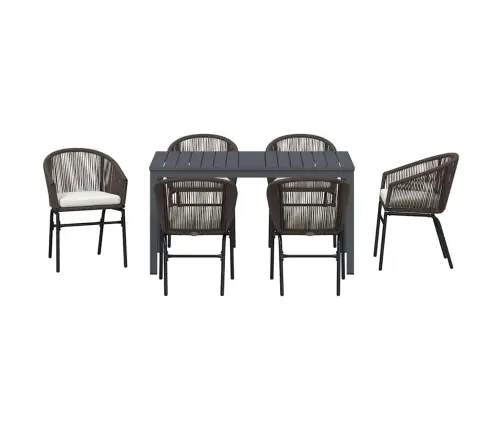 Aia Söögilaudade Komplekt 7 Pcs Pruun Polürooster