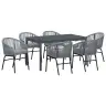 Dārza Ēdamgalds 7 Pcs Pelēka Liels Metāls & Rotangpalma Vidaxl