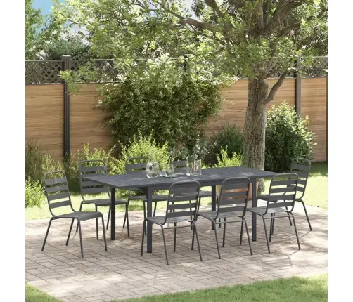 9 Gab. Ēdamgalds 9 Pcs Tumši Pelēks Lieli Vidaxl