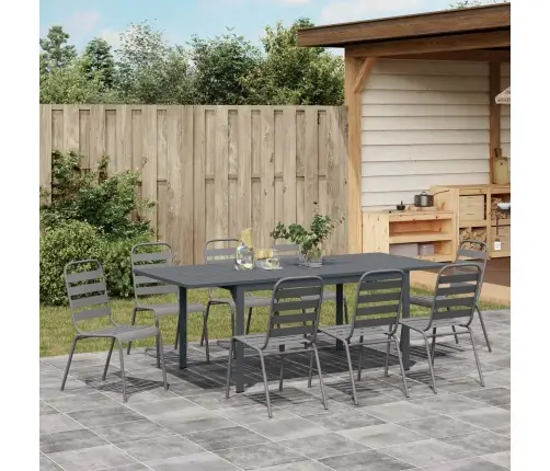 9 Gab. Ēdamgalds 9 Pcs Tumši Pelēks Lieli Vidaxl