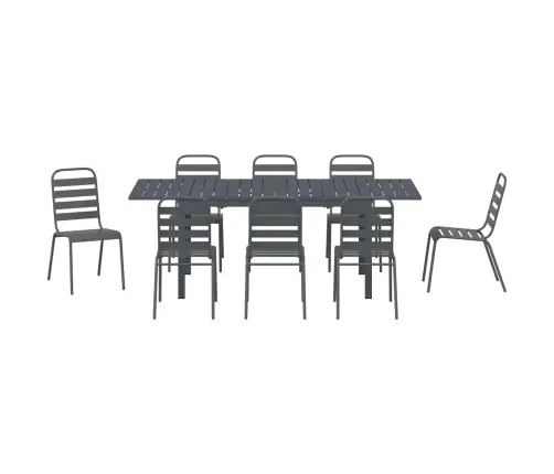 9 Gab. Ēdamgalds 9 Pcs Tumši Pelēks Lieli Vidaxl