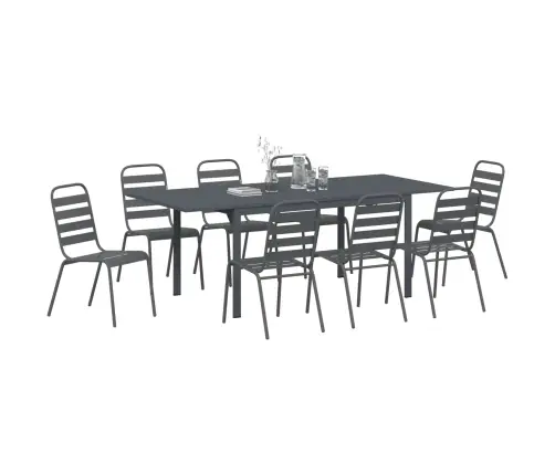9 Gab. Ēdamgalds 9 Pcs Tumši Pelēks Lieli Vidaxl