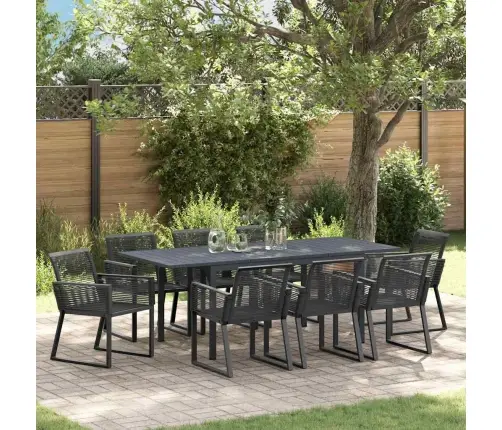 Dārza Ēdamgalds 9 Pcs Melna Lieli Vidaxl