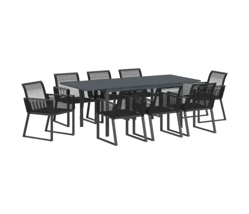 Dārza Ēdamgalds 9 Pcs Melna Lieli Vidaxl