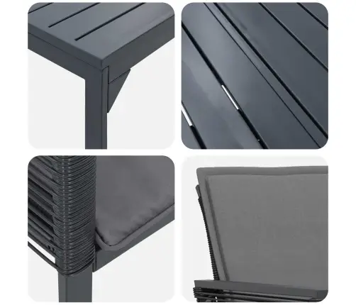 Sodo Valgomojo Komplektas 9 Pcs Juoda Poliratanas