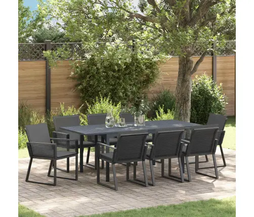 Sodo Valgomojo Komplektas 9 Pcs Juoda Poliratanas