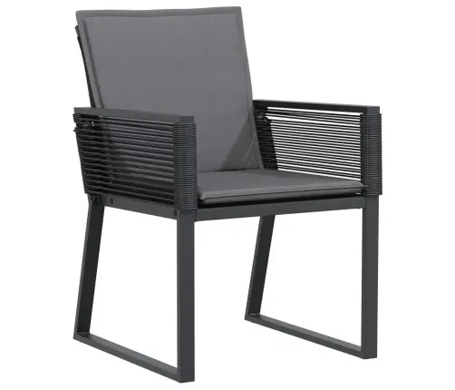 Sodo Valgomojo Komplektas 9 Pcs Juoda Poliratanas