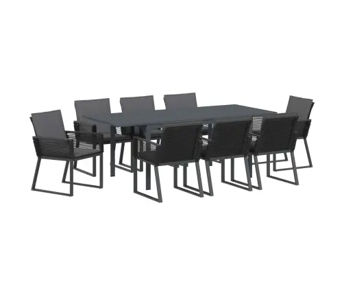 Sodo Valgomojo Komplektas 9 Pcs Juoda Poliratanas