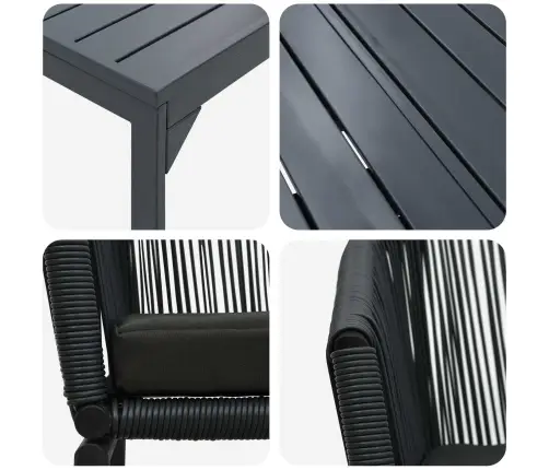 Dārza Ēdamgalds 9 Pcs Melna Lieli Metāls & Plastmasa Vidaxl