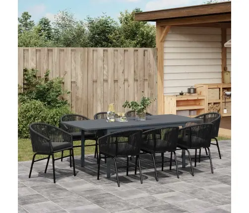 Dārza Ēdamgalds 9 Pcs Melna Lieli Metāls & Plastmasa Vidaxl