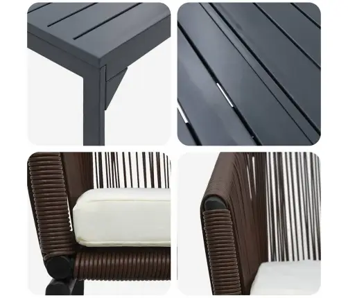 Sodo Valgomojo Komplektas 9 Pcs Ruda Poliratanas