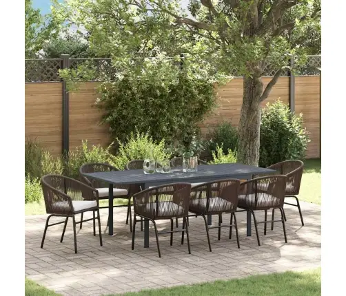 Sodo Valgomojo Komplektas 9 Pcs Ruda Poliratanas