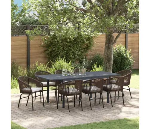 Dārza Ēdamistabas Komplekts 9 Pcs Brūna Lieli Vidaxl