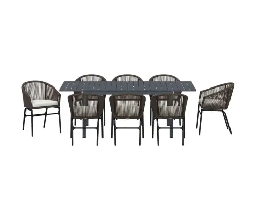 Sodo Valgomojo Komplektas 9 Pcs Ruda Poliratanas