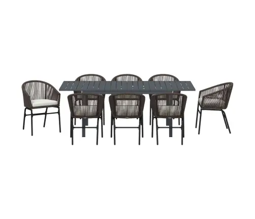 Dārza Ēdamistabas Komplekts 9 Pcs Brūna Lieli Vidaxl