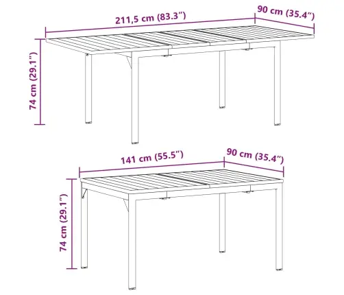 Dārza Ēdamistabas Komplekts 9 Pcs Brūna Lieli Vidaxl