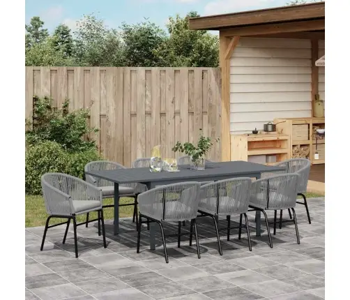 Sodo Valgomojo Komplektas 9 Pcs Pilka Poliratanas