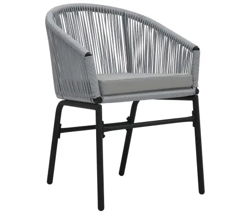 Dārza Galds 9 Pcs Pelēka Lieli Metāla Rāmis, Virve, Audums Vidaxl