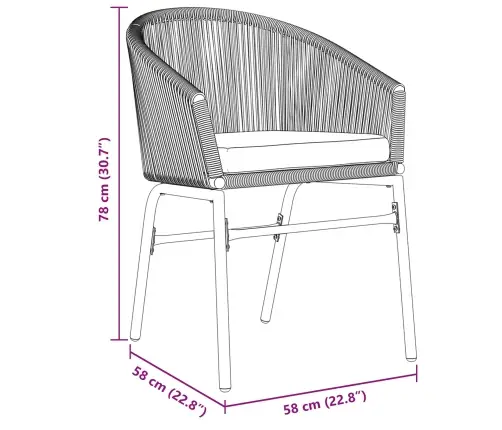 Dārza Galds 9 Pcs Pelēka Lieli Metāla Rāmis, Virve, Audums Vidaxl