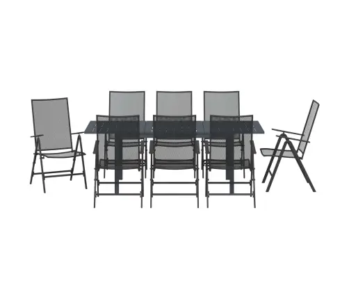 9 Daļu Mēbeļu Komplekts Antracīta Tērauda Vidaxl