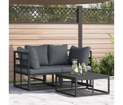 Dārza Dīvānu Komplekts 3 Pcs Melna 70 X 70 X 32 Cm Alumīnijs Vidaxl