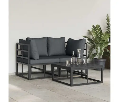 Dārza Dīvānu Komplekts 3 Pcs Melna 70 X 70 X 32 Cm Alumīnijs Vidaxl