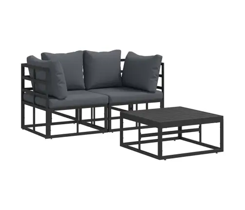 Dārza Dīvānu Komplekts 3 Pcs Melna 70 X 70 X 32 Cm Alumīnijs Vidaxl